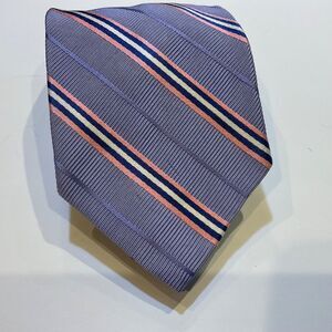 FACONNABLE Men's 61” Silk/Cotton Necktie FRANCE Design STRIPED Pink /Blue/Purple